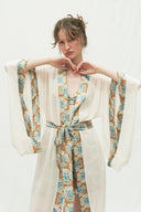 EKRU ŞİFON KARE KOL KİMONO