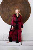 KIRMIZI LEOPAR DESENLİ YARASA KOL KİMONO